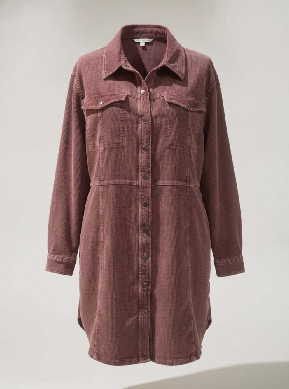 Curvy Sense Corduroy Shirt Dress Size 3X Mauve Pink Long Sleeve